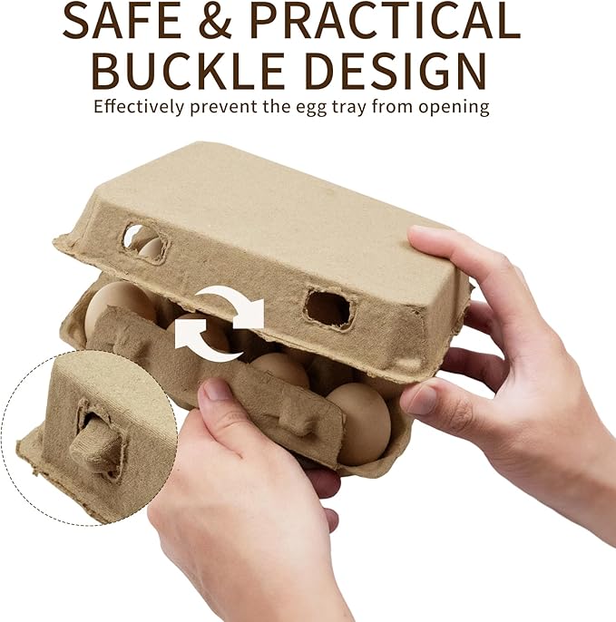 Cheardia 30 Pack Dozen Egg Cartons Tray, 12 Count Natural Paper Chicken Egg Holder, Reusable Vintage Pulp Cardboard Eggs Containers for Farm Family Market Storing Refrigerator