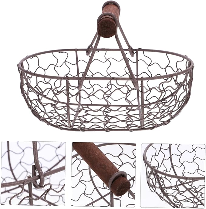 Creative Retro Storage Basket Eggs Vintage Style Holder Farmhouse Wire Basket Countertop Decorative Collecting Container