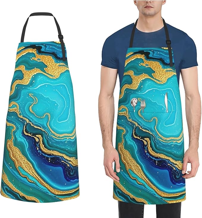 Waterproof Apron Adjustable Bib for Women Men Vintage Nautical White Ship Cooking Aprons Chef Bibs with 2 Pocket