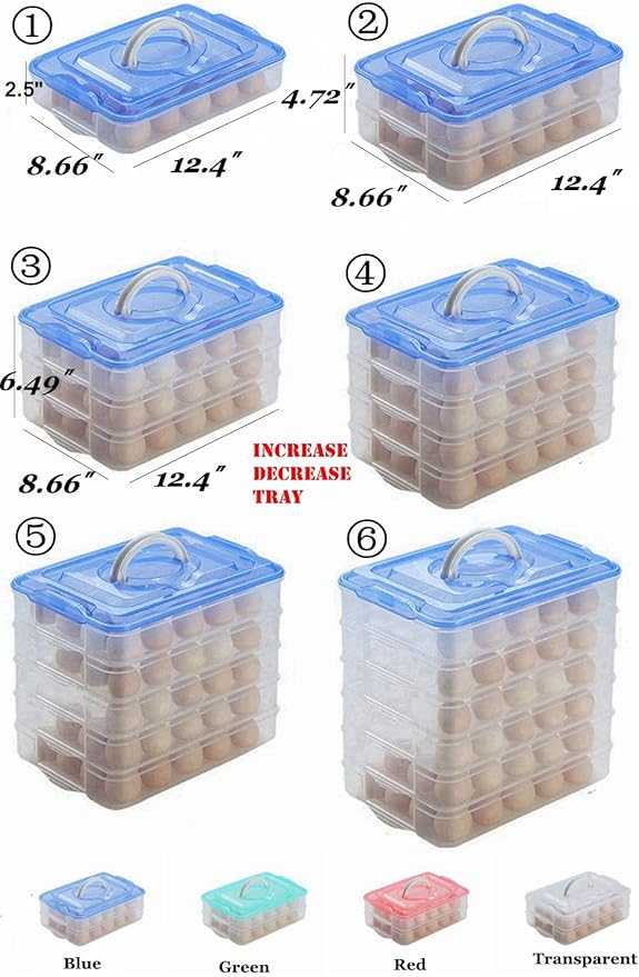 Deviled Egg Tray with Lid, 2-Layer, Stackable Egg Carrier Holder for Refrigerator, Camping Food Storage Container with Handle, Large, 40 eggs(transparent)