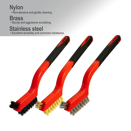 Generic 5Pcs Wire Brush and Scraper Set, Stainless Steel, Brass, Nylon Bristles, 3 Large Brushes, 2 Scrapers, Effortless Handling, Versatile Cleaning, Rust, Paint, Grease Removal