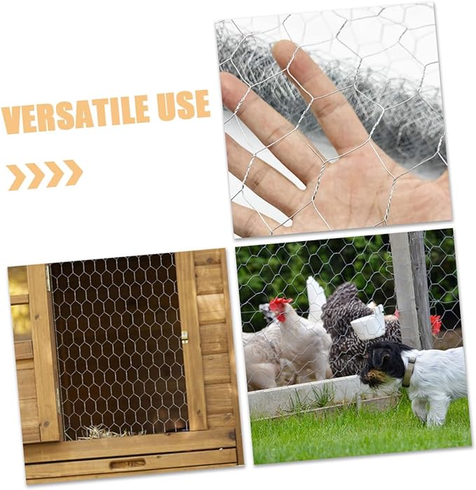 Galvanized Poultry Wire Fence Mesh for Chicken Coop and Garden Protection, 0.4m X 4m Heavy Duty Metal Wire Mesh 0.6mm Diameter and 16-Hole Pattern for Outdoor Farm Use