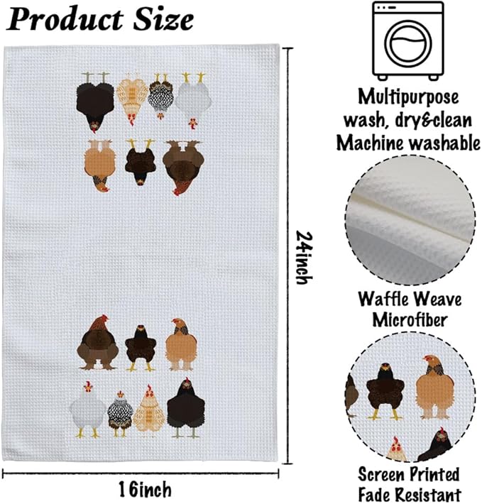 Chicken Kitchen Towels Hand Towels, Chicken Gifts Farmhouse Decor Dish Towels, Funny Chicken Hand Towels for Kitchen, Chicken Lovers Gifts Dishcloth Hand Towel, for Chicken Lover Mom