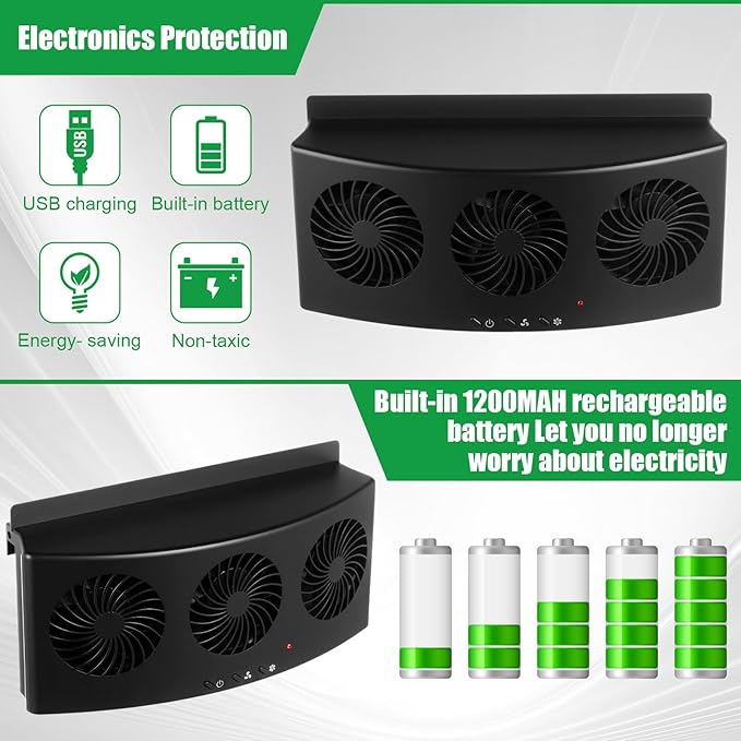 2 Pack USB Cable 3 Fans Car Exhaust Fan USB 3 Fans Car Window Air Vent Radiator Cooling Vent Exhaust for General Types(Black)