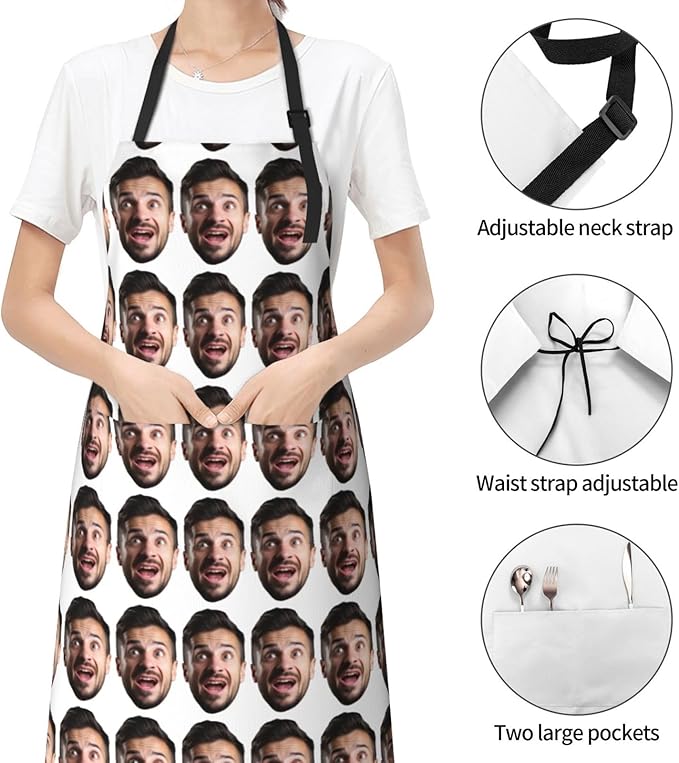 Shark Jumping Home Aprons 2 Pockets 33"×28" for Men Women, Ocean Sea Waterproof Kitchen Cooking Bib
