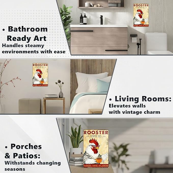 Funny Chicken Signs Rooster Kitchen Decor Savor The Flavor Tin Signs Vintage Coffee Metal Decor Rustic Wall Art For Home Farmhouse Farm Poultry House Cafe Bar Pub Coop Office 12 * 8 In