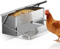 Outvita Automatic Treadle Chicken Feeder, 15 Lbs No Waste No Spill Rodent Proof Metal Chicken Feeder with Weatherproof Lid, Chicken Supplies for Your Chickens Duck Bantams Pheasants Poultry Coop