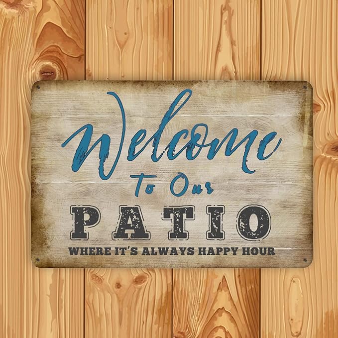 Harooni Vintage Metal Welcome Patio Sign - 12x8inch