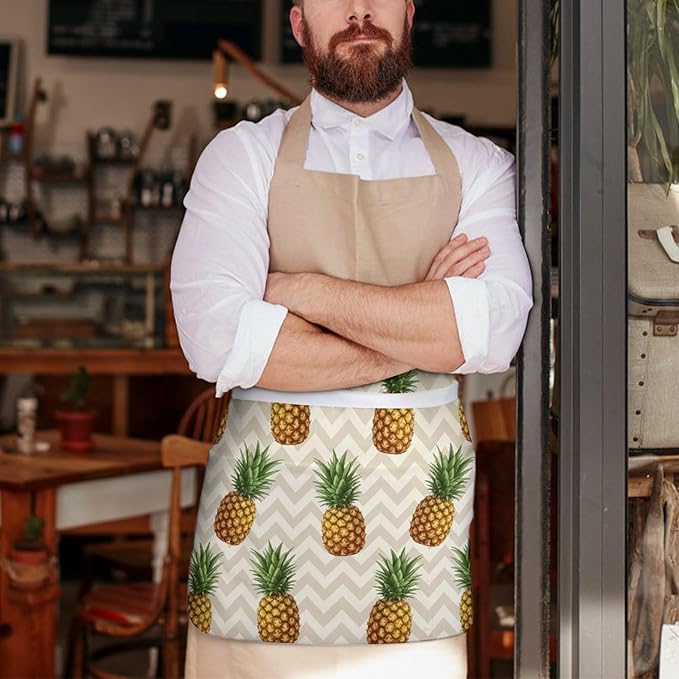 Server Apron with 3 Pockets Waist Waiter Waitress Half Apron Short Aprons