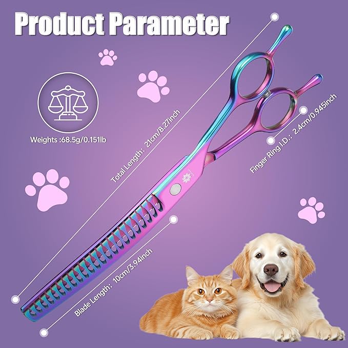 Dream Reach Dog Chunker Scissors - Dog Blending Thinning Cat Grooming Chunkers Shear Rainbow 8"