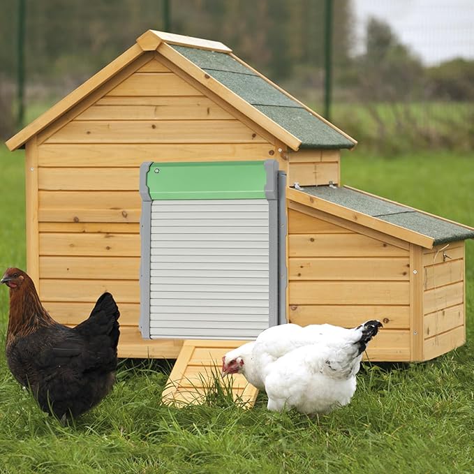 Automatic Chicken Coop Door Solar Chicken Coop Door Opener Chicken Door with Timer Controller Controller and Light Sensor, IP67 Water-Proof Wall-Mounted Coop Door for Households, Farms