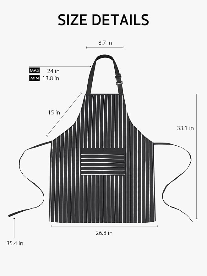 Syntus Adjustable Bib Apron with 2 Pockets Cooking Kitchen Aprons for Women Men Chef