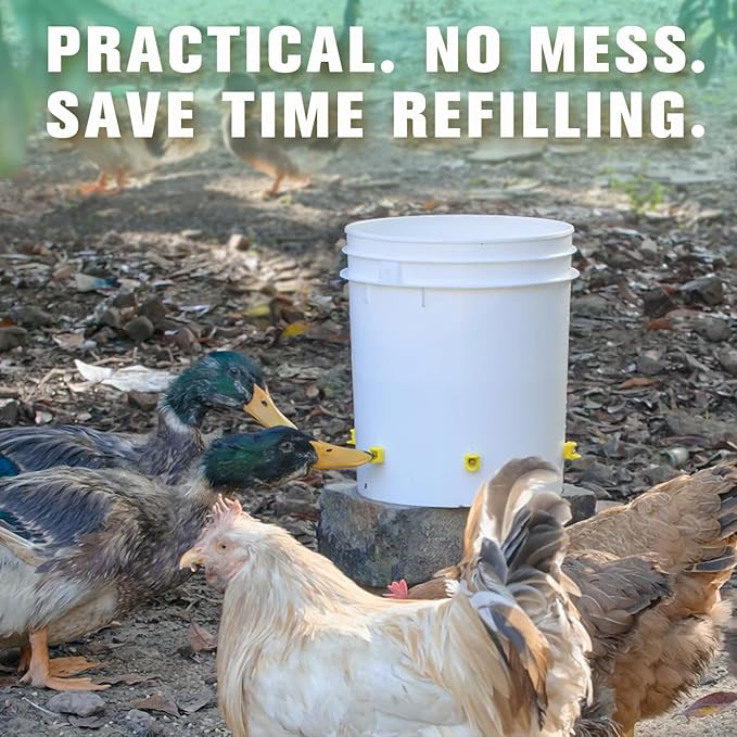 Chicken Waterer Nipples Pack of 15, Horizontal Side Mount, Anti-Leak Automatic Water System for Poultry, Suitable for Chickens, Duck, Quail, Includes Drill Bit & Installation Tool