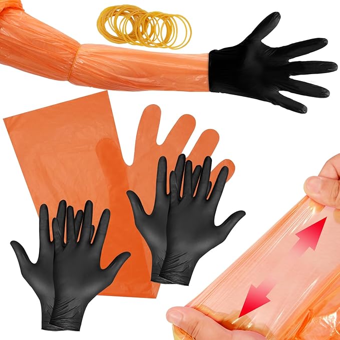 YUNVI Field Dressing Gloves for Deer Hunting and Veterinary Use - Includes Disposable and Nitrile Gloves