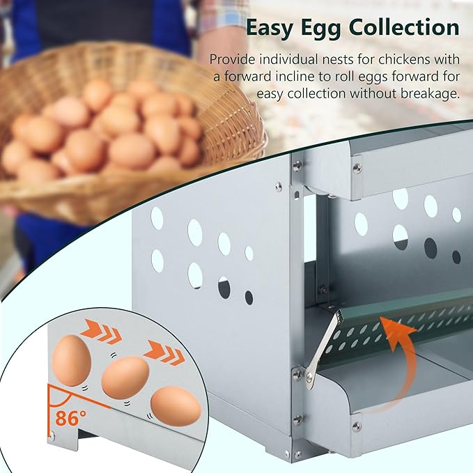 Metal Wall Mount Chicken Nesting Boxes with 4 Compartments for Various Chicken Breeds - Durable Egg Laying Box for Coop