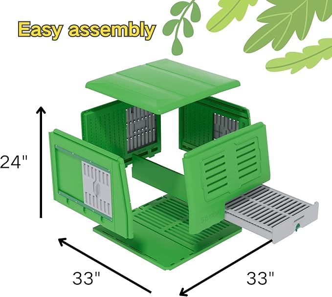 Durable Tall Plastic Large Chicken Coop with Run Outdoor - Easy Assembly Ajustable Portable Chicken House with Insulated Besting Boxes, Waterproof Cover, Clean Drawer, Mobile Wheels (Extend)