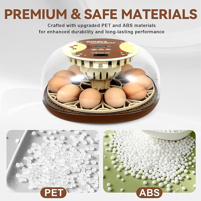 Nest I - 12 Egg Incubator for Beginners, Auto Egg Turning, Consistent Humidity with Auto-Refill Water Bottle & Stable Temp Control for Hatching Chicken, Goose, Duck, Quail, Pigeon, and Turkey