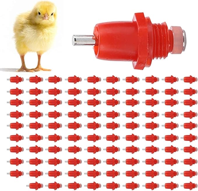 Chicken Waterer Nipples, 100Pcs Automatic Chicken Waterer Poultry Waterer Poultry Drinking Nipples Chicken Water Feeder Water Saving Outdoor Poultry Watering System