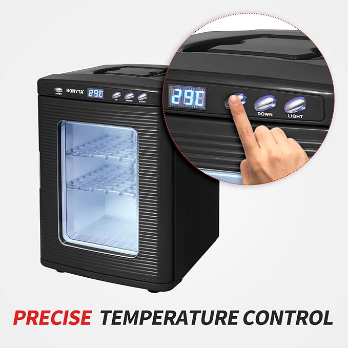RYFT Incubators for Hatching Eggs, 25L Portable Reptile Scientific Lab Incubator with 5°C-60°C, 12V/110V Heating and Cooling for Small Reptiles (Black)