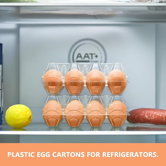 120PCS Egg Cartons Cheap Bulk, Clear Egg Cartons for Chicken Eggs, Reusable Chicken Egg Container Bulk Egg Holders with Labels for Refrigerator, Storage, Family, Chicken Farm, Market