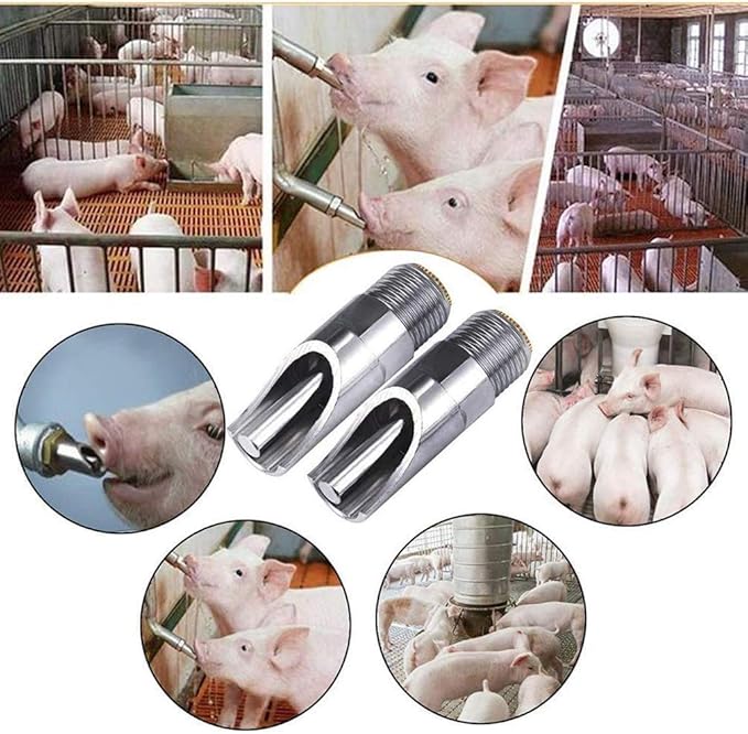 Stainless Steel Pig Waterer,NPT 1/2" Automatic Pig Nipple Drinker Feeder Waterer (5 pcs)