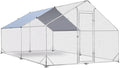 Large Metal Chicken Coop, Walk-in Poultry Cage Galvanized Hen Playpen House with with Water-Resident and Anti-UV Cover, Duck Rabbit House Outdoor, Backyard Farm, 9.8' L x 13.1' W x 6.5' H