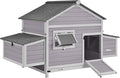 Aivituvin Chicken Coop Extension Design Chicken House for Duck Quail Poultry Hen Cage with Run and Two Nest Boxes(Coop)