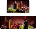 Roszwtit Farmhouse Wine Kitchen Rugs and Mats Set of 2, Red Wine Kitchen Mat, Seasonal Holiday Cooking Sets Washable Non-Slip Floor Mats for Home Kitchen Decor - 17x29 and 17x47 Inch