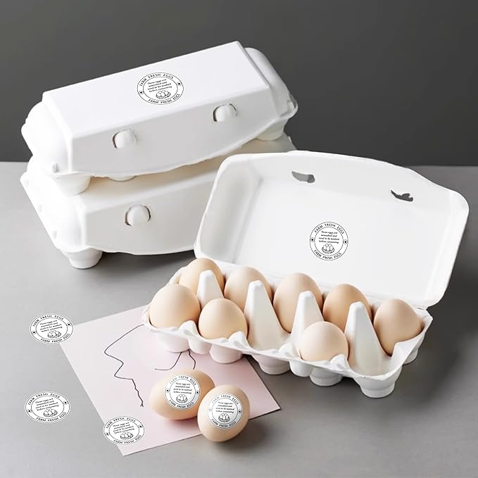 500 Pcs 2 Inch Farm Fresh Eggs Carton Labels Self-Adhesive Unwashed Stickers for Chicken, Quail, Duck Egg Handling Labels