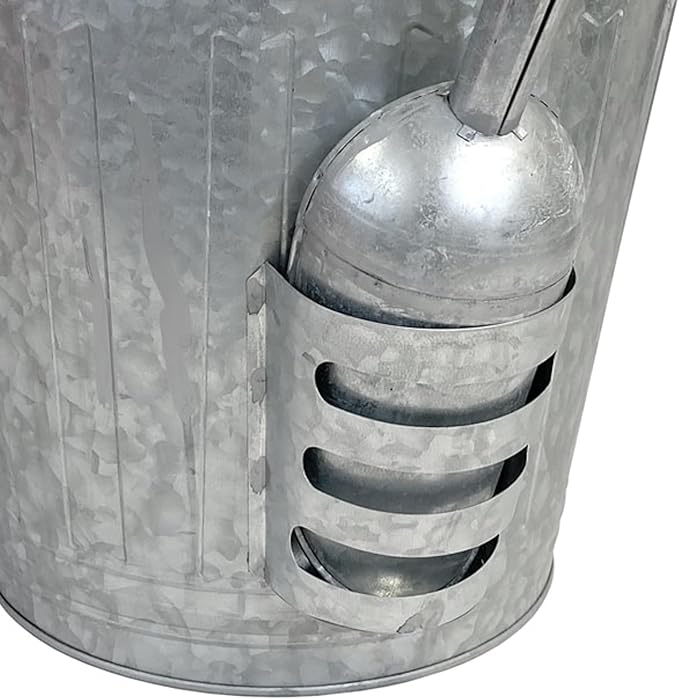 Woodlink Rustic Farmhouse Seed Container & 10 lbs. Waste Free Seed | Galvanized Metal Bird Seed Storage Bucket with Scoop & Lid | Waste-Free Wild Bird Seed Blend for Clean Feeding, 16.5 Qt Capacity