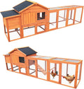 ZMAD Large Chicken Coop with Run, Wooden Hen House for 2-5 Chickens, Outdoor Chicken Run Poultry Cage Rabbit Cage Duck House with Nesting Box (Red)