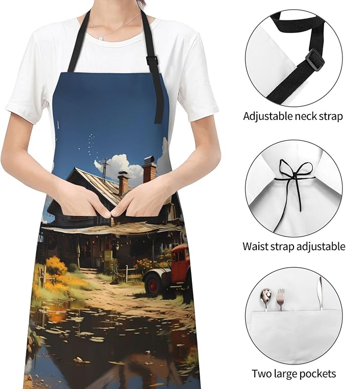 Tyrannosaurus rex Heavy Duty Waterproof Apron with Pockets for AdultsResistant Grilling, Gardening, Painting