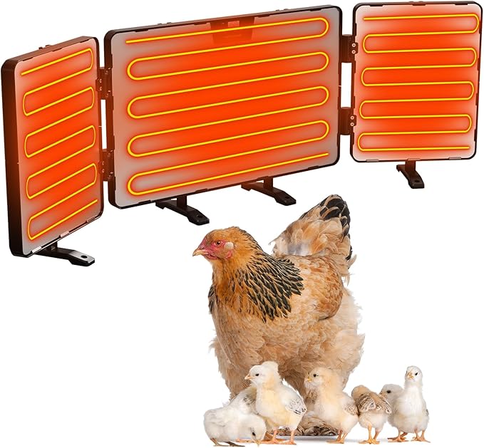 Smart Chicken Coop Heater, 260 Watts 3-in-1 Foldable Chick Heater Built-in Adaptive Temperature Sensor, Chicken Coop Heater for Winter, Coop Heater Adaptable to Timer and Temp Controllers