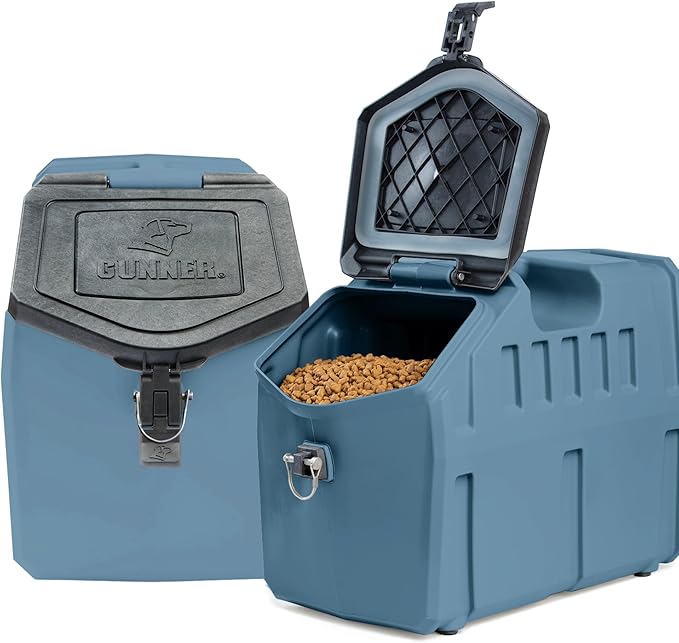 GUNNER 50 lbs Dog Food Storage Container - Waterproof & Airtight Pet Food Bin - Multi-Purpose Container for Dry Food, Corn, Chicken Feed, Treats, Bird Seed, & More - Blue