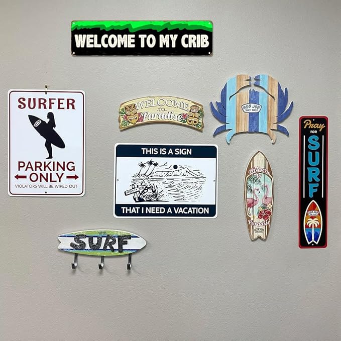 Vintage Metal Street Signs, Rustic Wall Art Plaques, Farmhouse Kitchen Home Bathroom Camping Bar Retro Decor Indoor Outdoor Road Sign 16 x 4 inch (WELCOME TO MY CRIB)