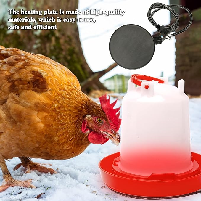 1 Pcs Poultry Chicken Water Heater, 120 V 20W Silicone Winter De-Icer Chicken Water Heating Base Poultry Founts with 47.2 Inch Power Cord for Drinking Fountains Chicken Coop