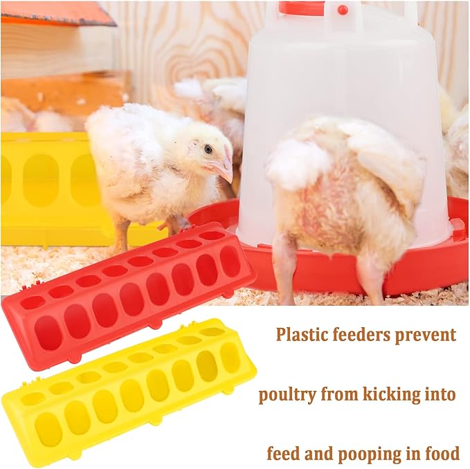 6 Pack Chicken Feeder Waterer Set, 1L Feeder Flip Top Feeding Dispenser with Anti-Spill Design for Pigeon, Chick, Duckling, Quail, Durable Plastic Feeding Supplies for Small Poultry Backyard Birds