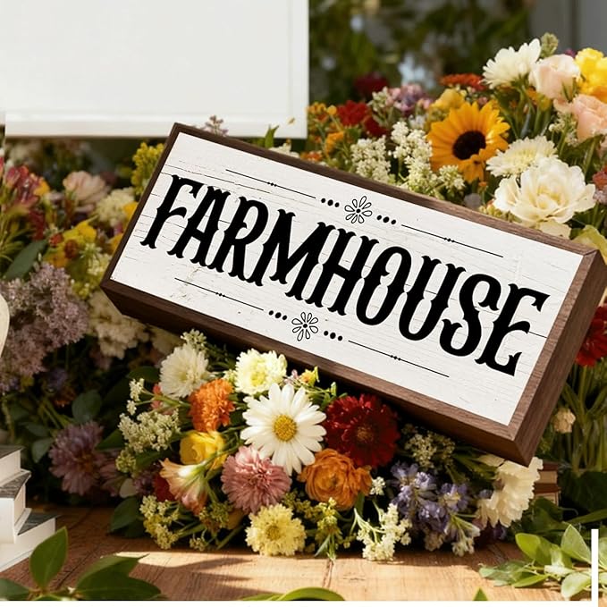 Farmhouse Sign, Rustic Framed Hanging Sign for Wall Decor, Rustic Tabletop Decors, Farmhouse Home Decor, Cottage Decors, House Decoration Gift 9.5x3.1x1 inches