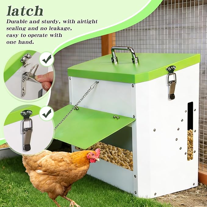 Automatic Chicken Feeder Hanging 22lb Capacity No-Waste Gravity Poultry Feeding Trough for Hens, Roosters, Ducks and Goose Coops