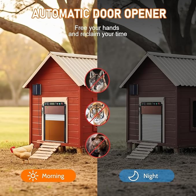 Solar Powered Chicken Door Opener, Automatic Chicken Coop Door