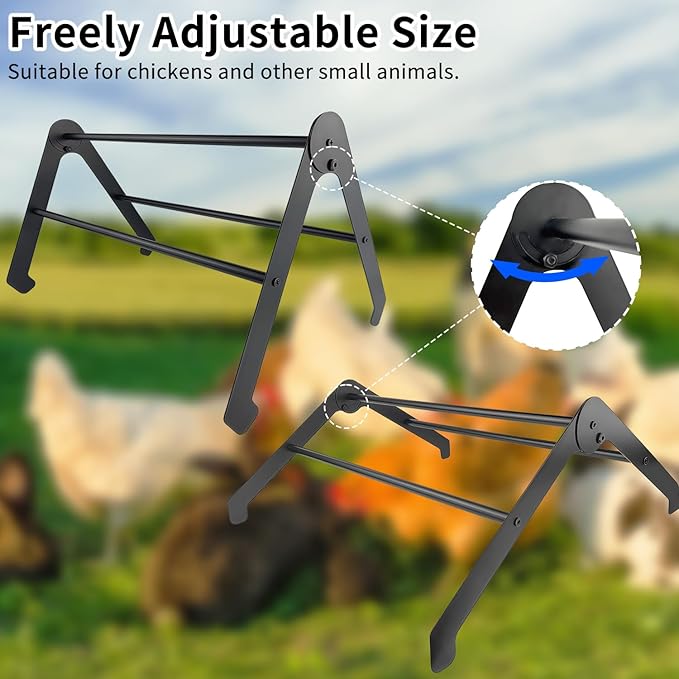 Chicken Perch Roosting Bars for Coop, Adjustable Farm Chicken Perches for Coop, Metal Roost Ladder, Chick Roosting Bars for Brooder, Baby Chicken Toys for Hens Birds, Black