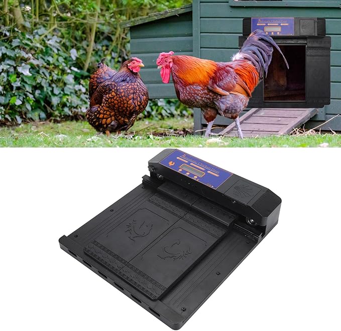 Automatic Chicken Coop Door Battery Powered Horizontal Door with LED Control, Low Battery Alert, Predator Proof, Easy Setup for Chickens and Pets
