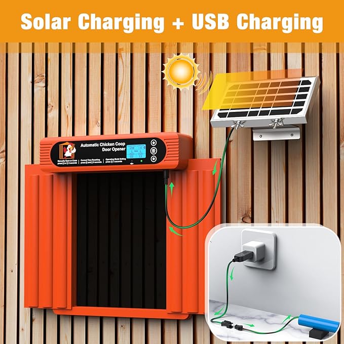 Automatic Chicken Coop Door Solar Powered, Extra Large Size, Anti-Pinch Design, Battery Powered Auto Chicken Door with Timer & Light Sensor, Solar Chiken Coop Door with Remote Control (50-100M)