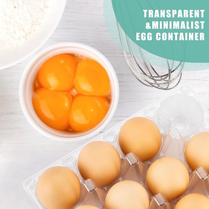 100 Packs 12 Count Clear Plastic Egg Cartons, 3 * 4 Grids Design, Perfect for Family, Farm, Markets, Display(Large)