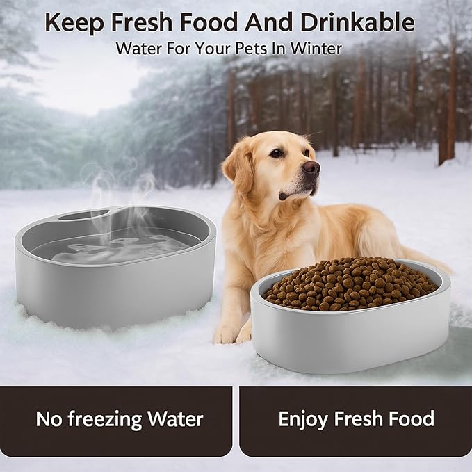 Large Heated Water Bowl for Dog & Cat, Outdoor Heated Dog Bowl with Chew Resistant Power Cord, Waterproof Heated Pet Bowl Smart Thermal-Dish in Winter for Cat Chicken Birds, 0.98 Gallon 35 Watts