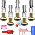 5 Pcs Pig Nipple Drinkers Kit Auto Pig Watering System Stainless Steel with 5 Pcs Brass Water Tank Connector 1Pcs Hole Opener for Pig Goats Swine Piglets Drinking (5pcs, Stainless Steel&Brass)