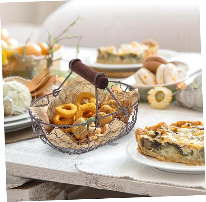 Creative Retro Storage Basket Eggs Vintage Style Holder Farmhouse Wire Basket Countertop Decorative Collecting Container