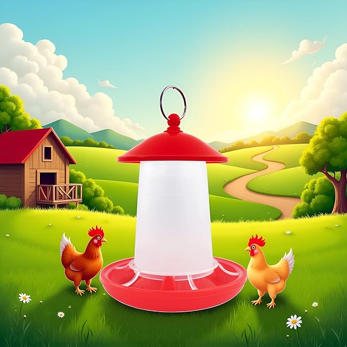 1Pc Red Chick Feeder Waterer 0.35Lbs Chicken Feeder 5.4Ounce Chicken Waterer Birds Poultry Feeding Equipment Kit Chick Waterer and Feeder Small Chick,Poultry Feeding Supplies