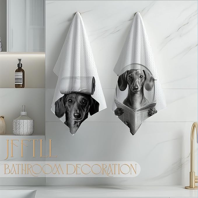 Dachshund Gifts Bathroom Hand Towels, Weiner Dog Gifts for Women Hand Towels for Bathroom, Gifts for Dachshund Lovers, Weiner Dog Decor, 16x24 Inch Set of 2