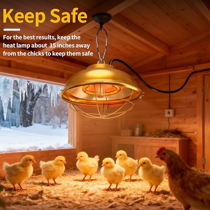 300W Heat Lamp for Chicken Coop - Waterproof Chicken Coop Heater for Indoor & Outdoor Used - Suitable for Chicken, Duck, Rabbit and Pet